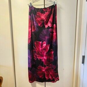 Womens Mesh Maxi Skirt Dark Floral 2X Whimsigoth Witchy Goth Fairy Y2k Ethereal